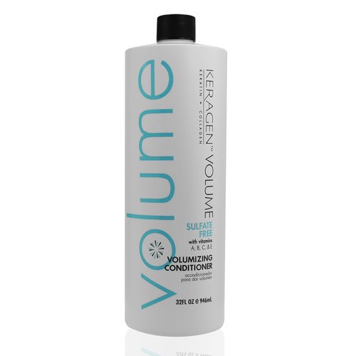 KERAGEN - Volumizing Conditioner for Fine Hair with Keratin and Collagen, Sulfate Free 32 Oz - Add Thickness, Hydrates and Enhances Hair Volume, with Panthenol, Vitamins, and Jojoba Oil
