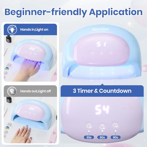 Beetles UV LED Nail Lamp with Digital Timer & Candy Blue Design