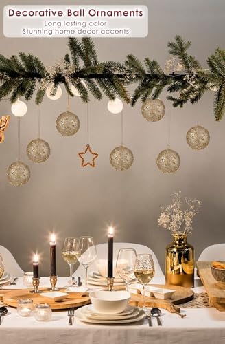 Large Champagne Christmas Ornaments Set - 3.15 Inch Shatterproof Holiday Decor, 6 Pack