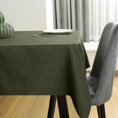 Moss Green Rectangular Table Cloth 118x57 Inches Linen Textured Waterproof Cover - WAITER TREE Variation