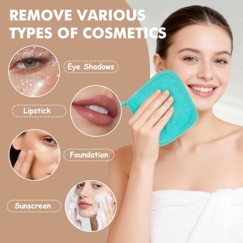 Reusable Makeup Remover Cloths 24 Pack - Soft Microfiber Face Towels for All Skin Types