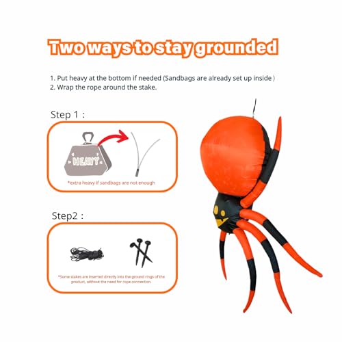 Inflatable Hanging Spider Halloween Decor with LED Lights - 8ft Outdoor Yard Decoration