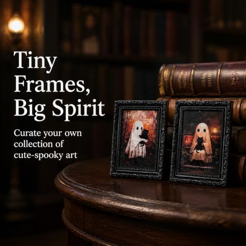 Halloween Ghost Fridge Magnets Set - Wooden Framed Cartoon Wall Decor for Kitchen & Refrigerator