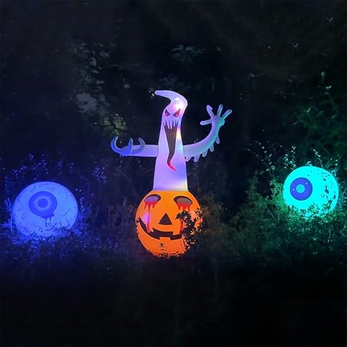 Halloween Inflatable Ghost Pumpkin with LED Lights & Eyeballs - Outdoor Decoration