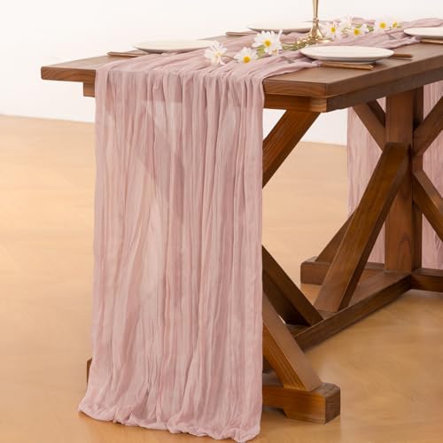Dusty Pink Cheesecloth Table Runner 10ft x 3pcs Fall Boho Wedding Home Decor