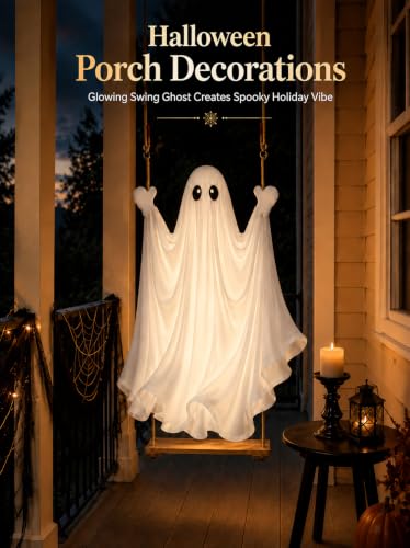 Halloween Swinging Ghost Outdoor Decor with Light and Remote Control