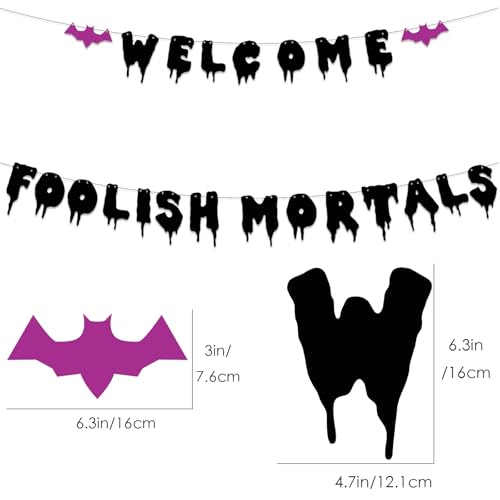 Halloween Welcome Foolish Mortals Banner Party Decorations - Haunted House Decor