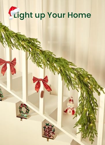 6Ft Prelit Christmas Garland with Lights - Norfolk Pine, 2 Pack, Battery Operated Variation