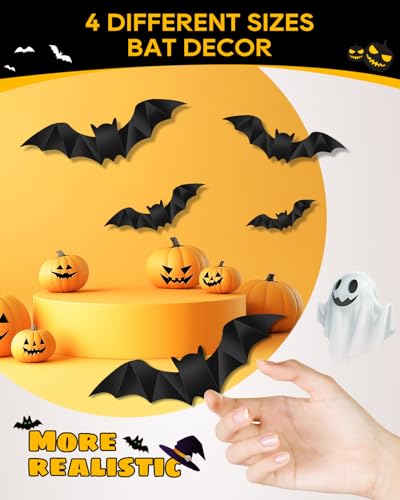 Black Lace Halloween Tablecloth 53x68 Inches with Bat Wall Stickers - Gothic Decor