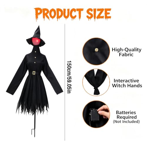 Light Up Halloween Witches Set of 3 - 4.9FT Outdoor Yard Decorations with Sound