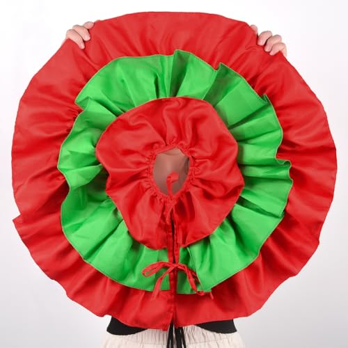 Mini Red and Green Christmas Tree Skirt - 24 Inch Ruffle Tabletop Holiday Decor