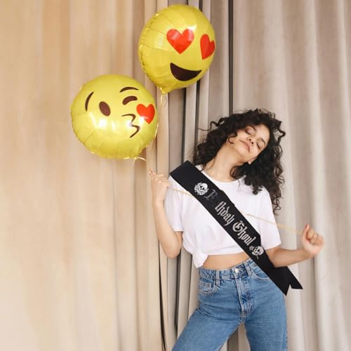 Goth Birthday Sash with Safety Pin - Glitter Cloth Halloween Party Decoration