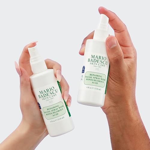 Mario Badescu Repairing HOCl Facial Spray with Hypochlorous Acid – Soothes & Hydrates Angry, Irritated Skin, Reduce Redness & Flare-Ups – pH Balancing, Non-Irritating Cleanser, Fragrance-Free, 4 Fl Oz
