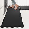 KIMODE Anti-Fatigue Kitchen Mats Set - Black Wavy 17.3x47 & 17.3x29 Inches