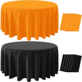 12Pcs Halloween Round Tablecloths - Orange & Black Plastic Covers, 84 Inch, Pack of 12