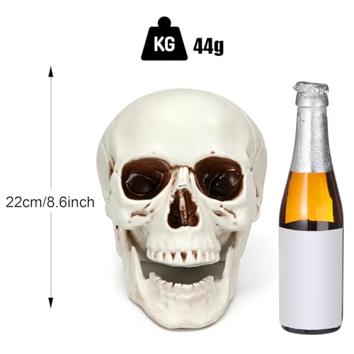 Halloween Human Skull Model - 8.7 Inch Fake Skull Decor Set of 4 - Realistic Plastic Skeletons for Spooky Parties