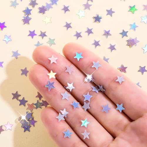 Silver Glitter Star Confetti with Diamonds - 3000 Pieces, Party Table Decor