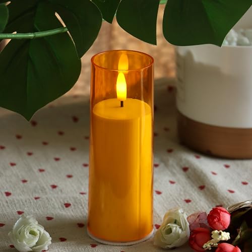 6 Pack Flameless Candles with Remote & Timer - Gold Yellow 2x6 Inches