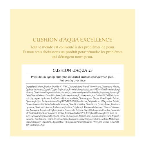 [CHALLANS de PARIS] Cushion de Aqua EX – Dewy Glow Cushion Foundation, Natural Radiance & Hydration, Buildable Coverage, Lightweight Cream Texture, 23 Natural Beige, 0.53 oz