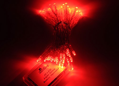 Battery Operated Red LED Fairy Light String 13ft 40 LEDs Wedding Xmas Party 10 Pack - Karlling Variation of Red/General 40 Leds