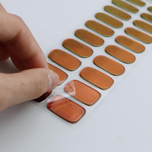 Semi Cured Gel Nail Art Stickers - Glitter Dark Red, 20 Strips