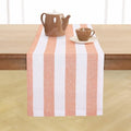 Orange & White Linen Table Runner 14 x 108 Inches - Handcrafted Stripe
