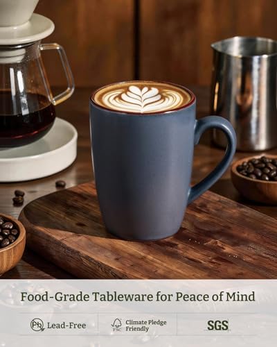 Charcoal Famiware 8-Piece Coffee Mug Set - 13 oz Ceramic Stoneware Cups