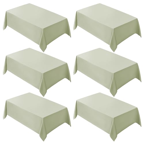VidaFete 6 Pack Sage Green Rectangle Tablecloth 90x132 Inches for 6ft Tables - Variation: Sagegreen / 132"x90"