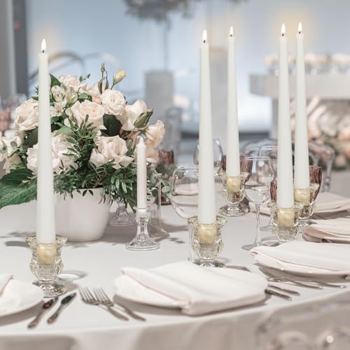 Clear Glass Candlestick Holders - 2.5 Inch Taper Candle Holders Bulk Set for Wedding & Table Decor - Variation 42