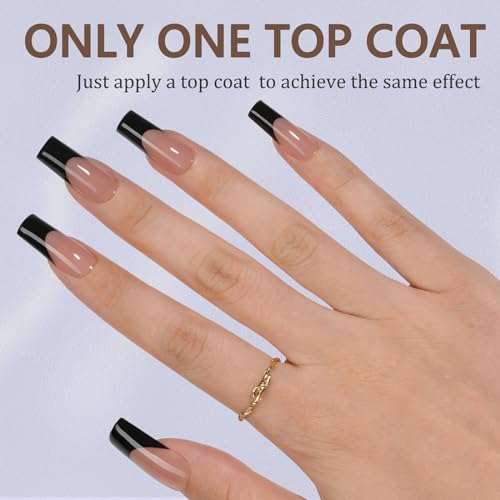 Misssix 240Pcs Long Square Press-On Nail Tips - Brown Base Variation BF-35