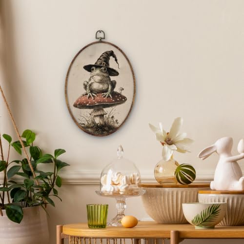 Halloween Witch Frog Mushroom Oval Wall Art Decor - Variation 2