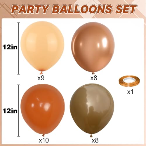 Burnt Orange & Brown Fall Balloons Set - Orange & Copper Decorations - Variation of Orange Brown