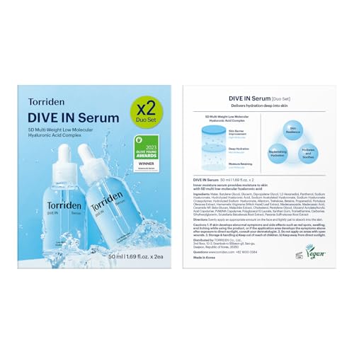 Torriden DIVE IN Hyaluronic Acid Serum 50ml(1.69 fl.oz.) * 2 (Pack of 2) | Deep Hydration to Get Glow Skin | Hyaluronic Acid, Panthenol, Allantoin | Korean Facial Serum