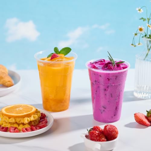 16 Oz Disposable Clear Plastic Cups - Bulk Pack of 390 - Elegant Party & Beverage Cups