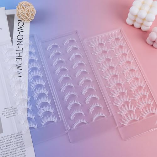 Anime False Eyelashes Wet Look 3D Multi-Layered Fluffy Wispy Cat Eye Lashes - White H02