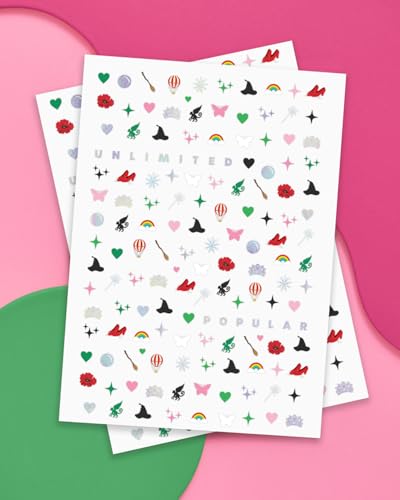 Pink and Green Witch Nail Stickers Set - 604 Designs for Manicure & Party Favors