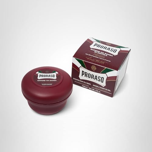 Proraso Shaving Soap - Sandalwood Oil & Shea Butter - Moisturizing & Nourishing Shave Soap in a Bowl for Coarse or Hard Beards - Premium Italian Shaving for Men - 5.2oz