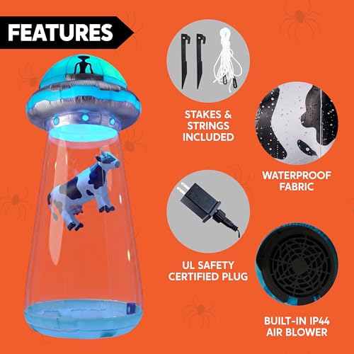 9 FT Tall Halloween Inflatable UFO Decoration with LEDs for Yard & Garden