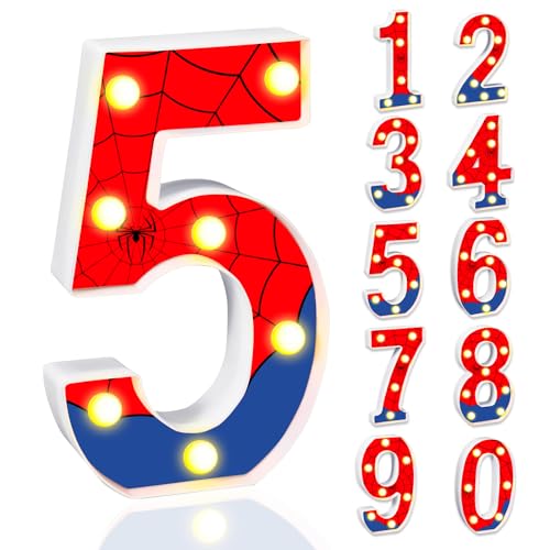 Spider Birthday Party Decoration - 5th LED Number Lights for Kids Party