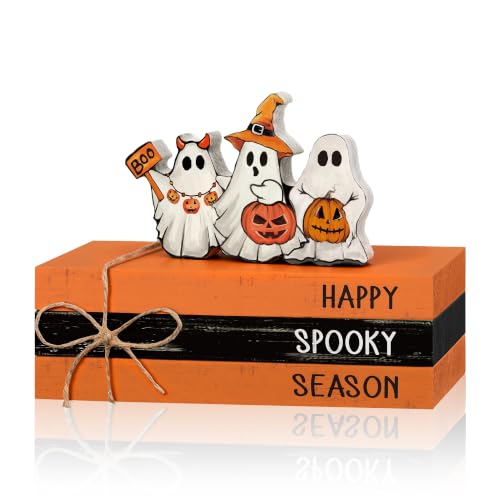 Halloween Ghost Wooden Block Decor Set - Spooky Season Halloween Decor