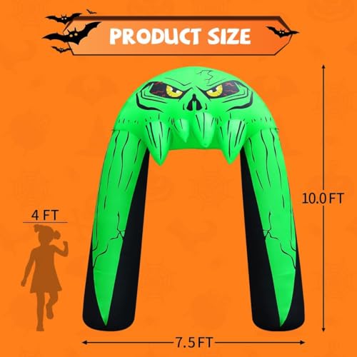 10 FT Halloween Inflatable Archway with Built-in LEDs Outdoor Yard Decoration