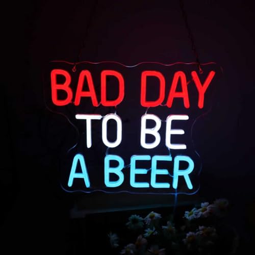 Funny LED Neon Sign - Beer Day Warning Wall Decor for Bar, Man Cave