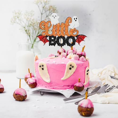 Halloween Little Boo Cake Topper - Orange 1Pc Ghost Party Decorations