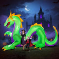 14FT Green Dragon Halloween Inflatable Outdoor Decoration with LED Lights