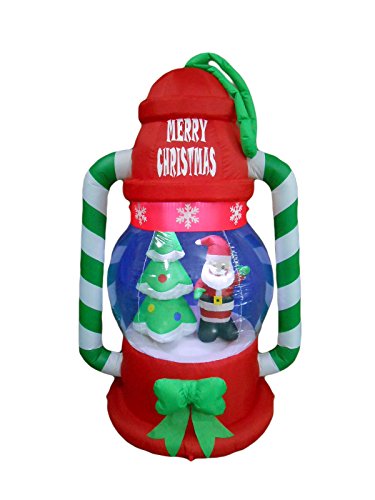 6 Ft Lighted Christmas Inflatable Lantern with Santa and Tree - Outdoor Holiday Decor