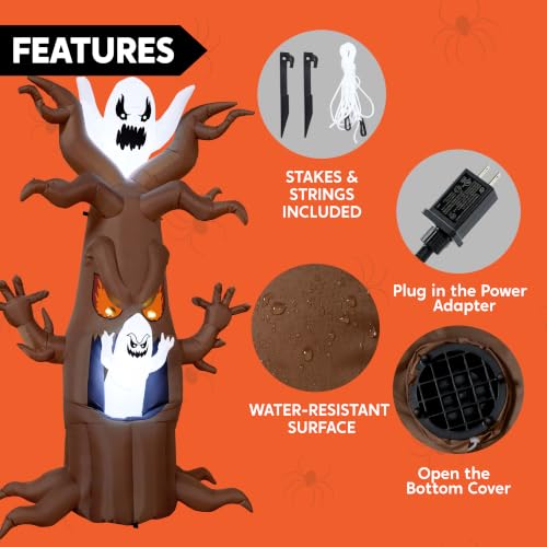 7 Ft Halloween Inflatable Tree with Ghost & Built-in LEDs Outdoor Yard Decor