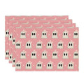 Pink Stripes Ghost Halloween Placemats Set of 4 - 12x18 Inch Rectangular