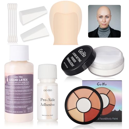 Halloween Bald Cap Makeup Kit - 8-Piece Special Effects Latex & Adhesive Set