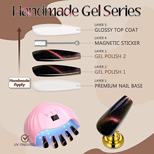 Black Paradise Cat Eyes Press On Nails - Medium Almond Stiletto Fake Nails with Variation