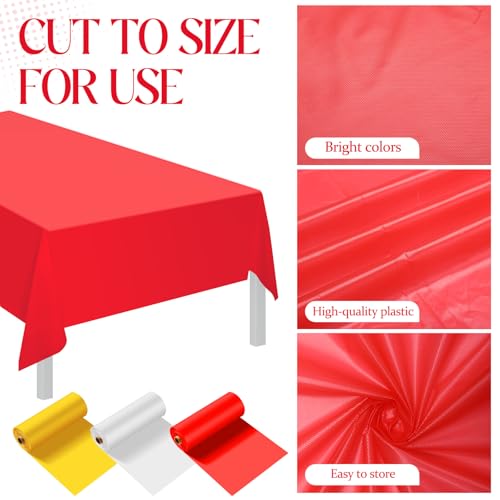 Circus Tent Theme Plastic Tablecloth Set - Red, Yellow & White, 3 Rolls
